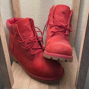 Red pair and Pink pair Timberland Boots PRICE FIRM